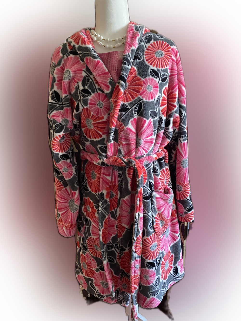 Vera Bradley L/XL Cherry Blossom Plush Bathrobe